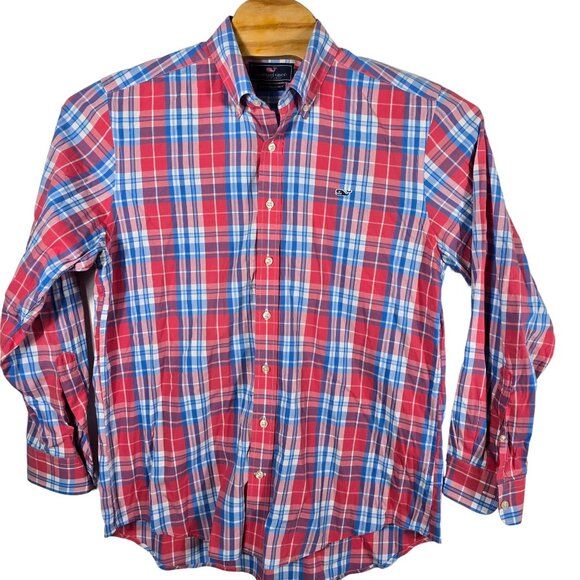 Vineyard Vines Slim Fit Button-Down Shirt Large Mens Long Sleeve Blue Pink White - Picture 2 of 5